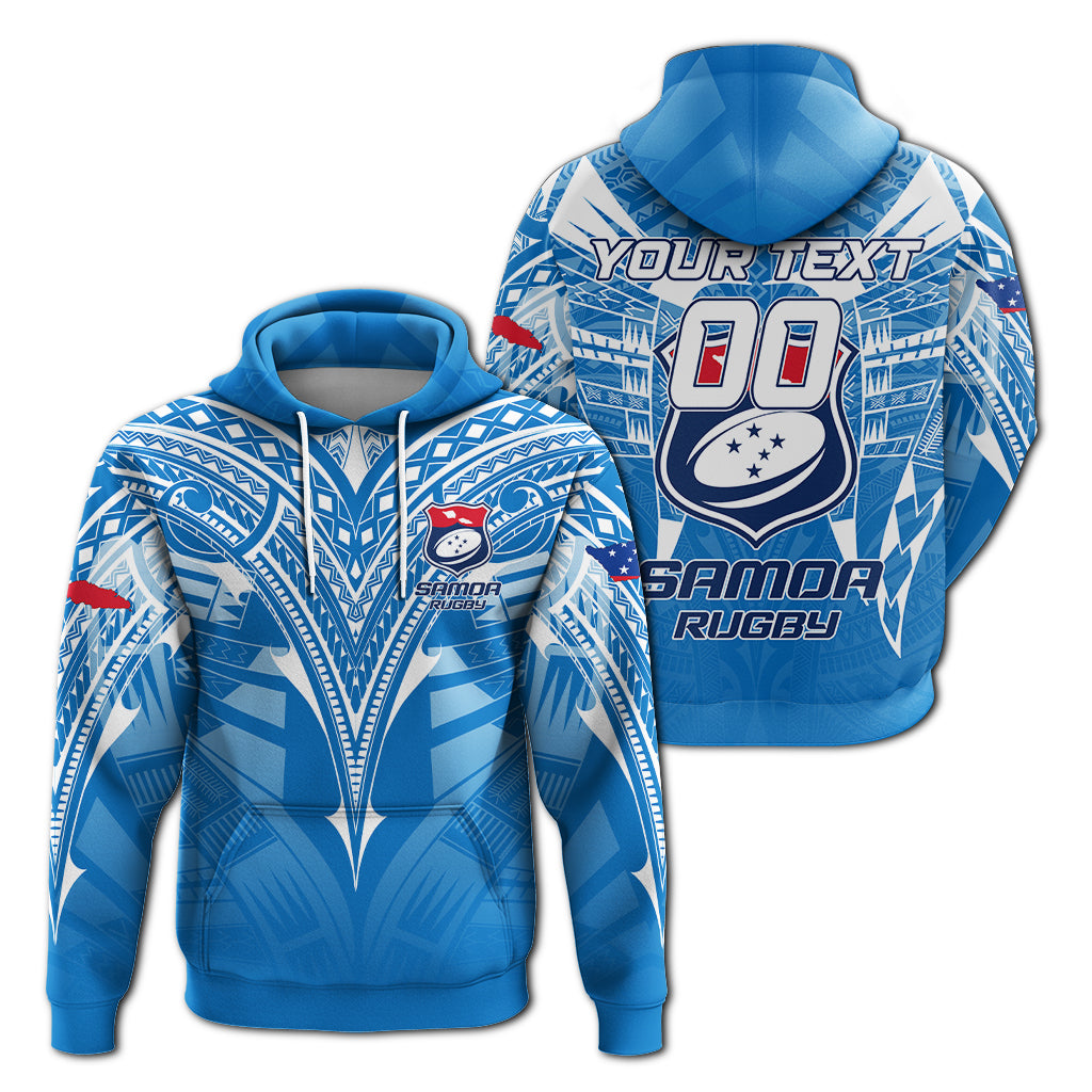 Custom Samoa Rugby Toa Samoa Blue Style Hoodie LT2 Hoodie BLUE - Polynesian Pride