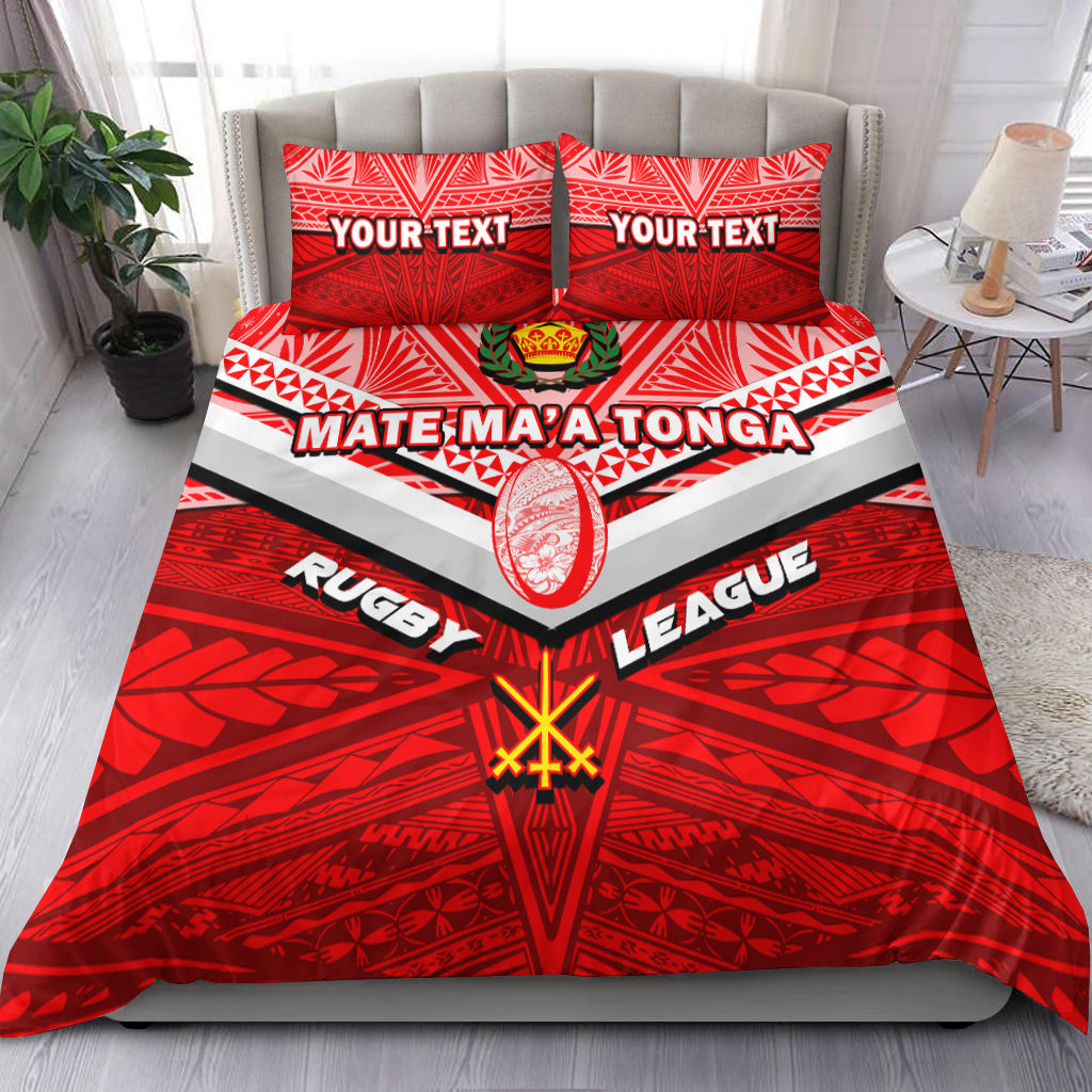 (Custom Personalised) Tonga Rugby Mate Ma'a Tonga Tapa Pattern Bedding Set - LT2 - Polynesian Pride