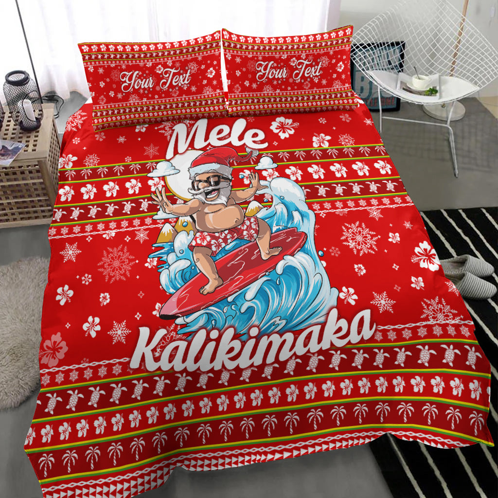 (Custom Personalised) Hawaii Christmas Santas Surf Mele Kalikimaka Bedding Set - LT2 RED - Polynesian Pride