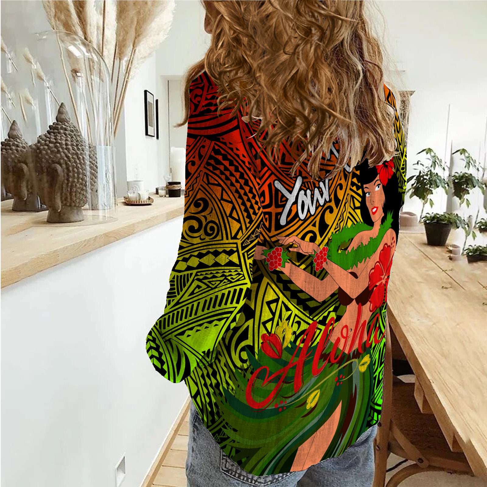 (Custom Personalised) Hawaii Hula Girl Reggae Women Casual Shirt - LT2 Female REGGAE - Polynesian Pride