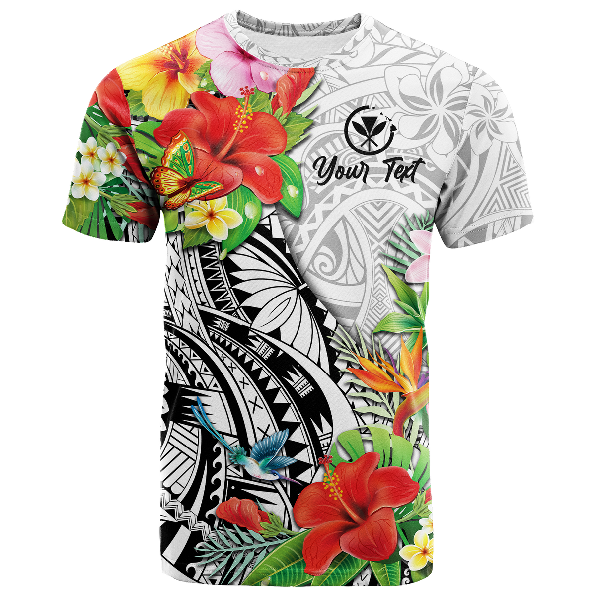 Custom Hawaii Hibiscus Kanaka Polynesia T Shirt LT2 WHITE - Polynesian Pride