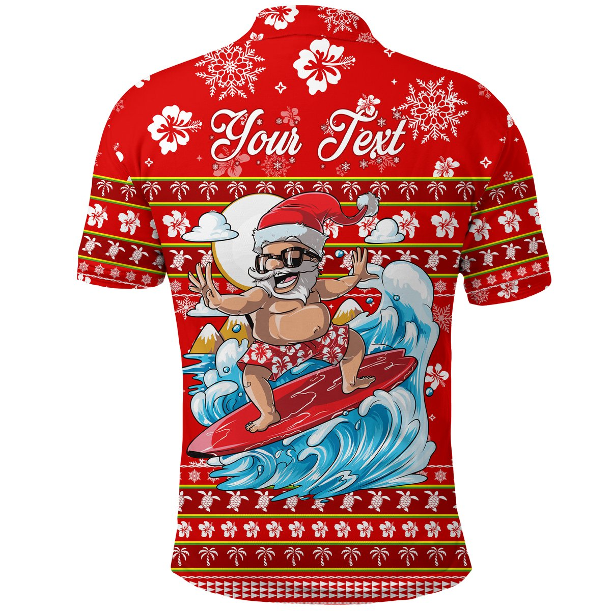 Custom Hawaii Christmas Santas Surf Mele Kalikimaka Polo Shirt LT2 Adult RED - Polynesian Pride
