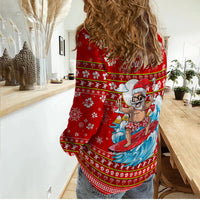 (Custom Personalised) Hawaii Christmas Santas Surf Mele Kalikimaka Women Casual Shirt - LT2 Female RED - Polynesian Pride