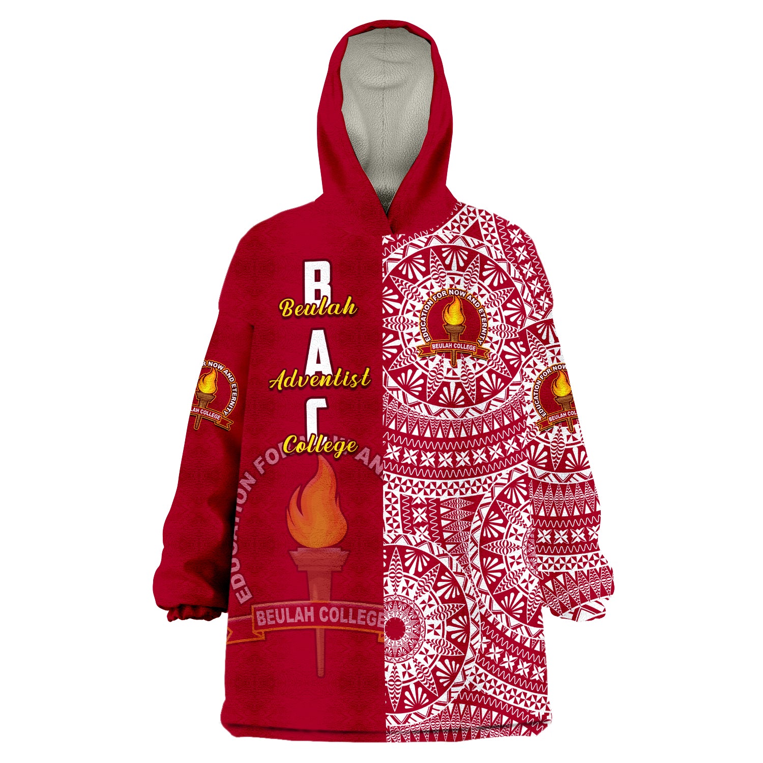 (Custom Personalised) Beulah Tonga College Tongan Ngatu Pattern Wearable Blanket Hoodie LT14 Unisex One Size - Polynesian Pride