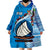 (Custom Personalised) Fiji Fijian Drua Mix Tagimaucia Flower Blue Style Wearable Blanket Hoodie LT14 - Polynesian Pride