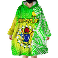 (Custom Personalised) Happy Mangaia Gospel Day Cook Islands Coat Of Arms Polynesian Pattern Wearable Blanket Hoodie LT14 - Polynesian Pride