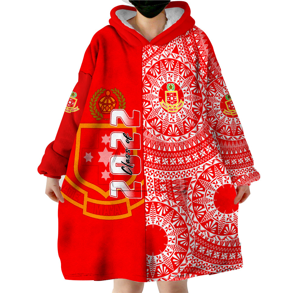 (Custom Text And Number) Kolisi Tonga High School Class Of Year Tongan Ngatu Pattern Wearable Blanket Hoodie LT14 - Polynesian Pride