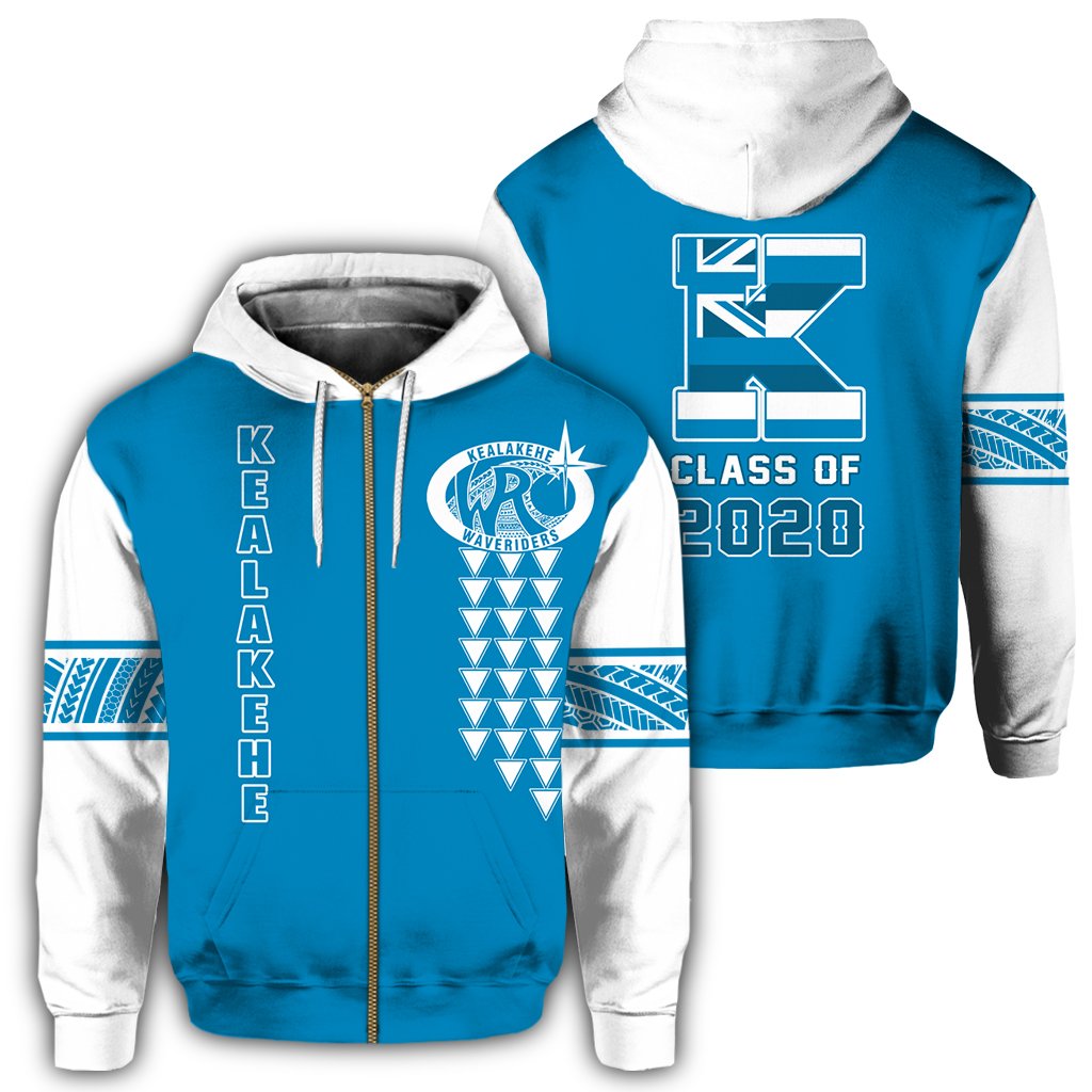 Custom Hawaii Hoodie Kealakehe High Custom Your Class Zip Hoodie Unisex Blue - Polynesian Pride