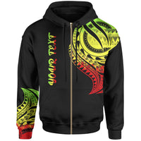 Samoa Custom Zip Hoodie Samoan Tatau Reggae Patterns Unisex Black - Polynesian Pride