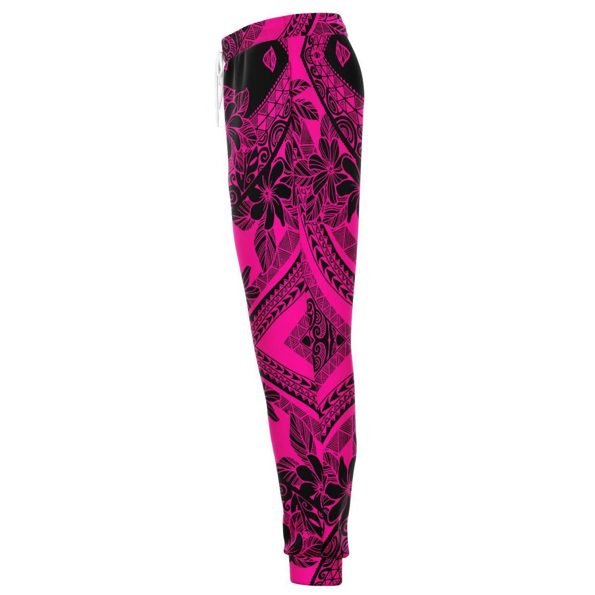 Polynesian Plumeria Mix Pink Black Joggers - Polynesian Pride