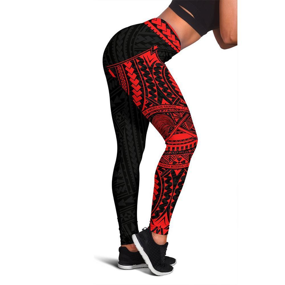 American Samoa 2nd Leggings (Red) Red - Polynesian Pride