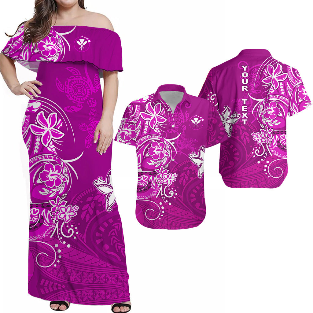 Custom His And Hers Hawaii Matching Clothing Matching Polynesia Pink Sea Turtle Honu and Map Dress and Hawaiian Shirt LT13 Pink - Polynesian Pride