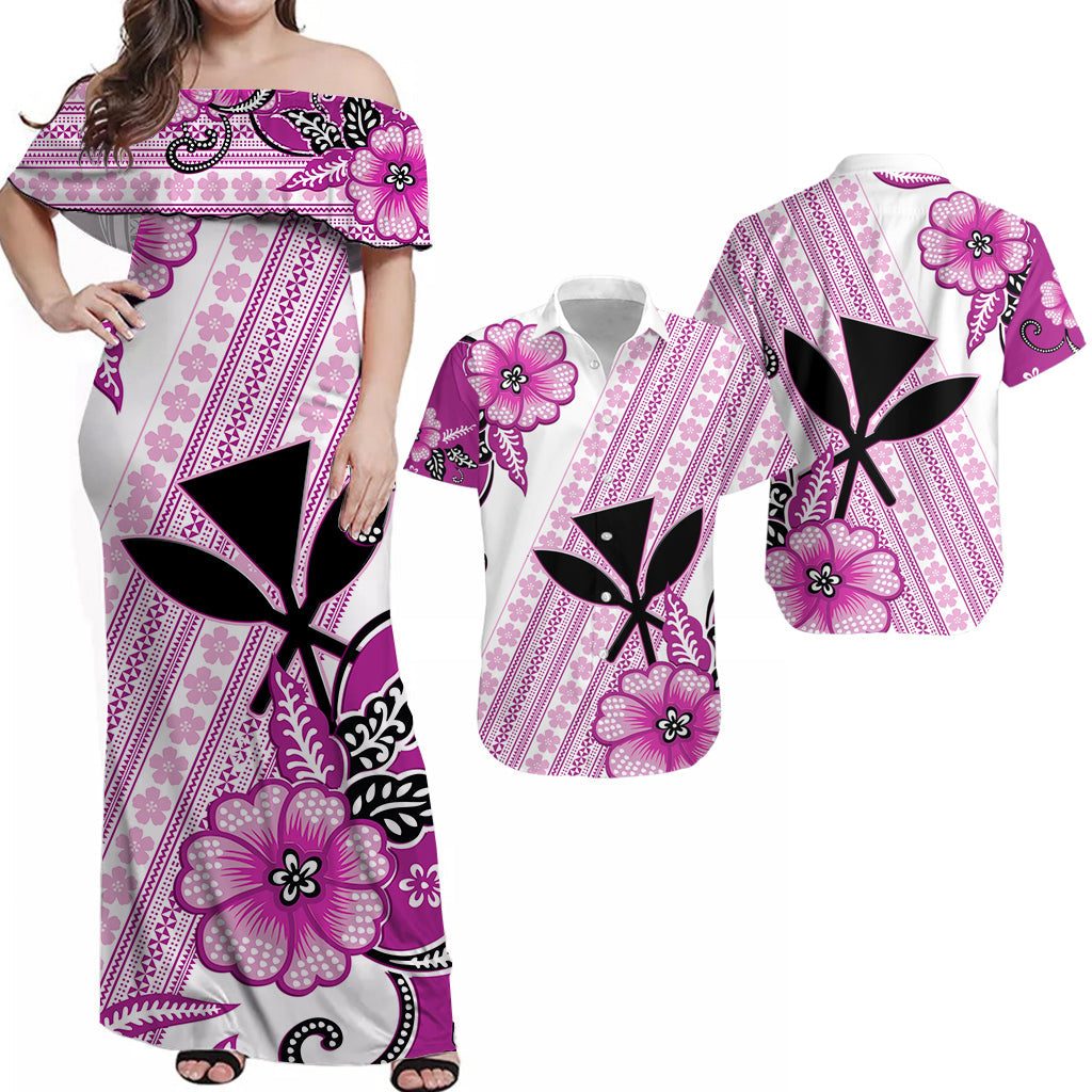 Hawaii Matching Dress and Hawaiian Shirt Kakau Tribal Pink Batik Floral Ver.02 LT13 Pink - Polynesian Pride