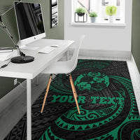 Tonga Polynesian Custom Personalised Area Rug - Green Tribal Wave - Polynesian Pride