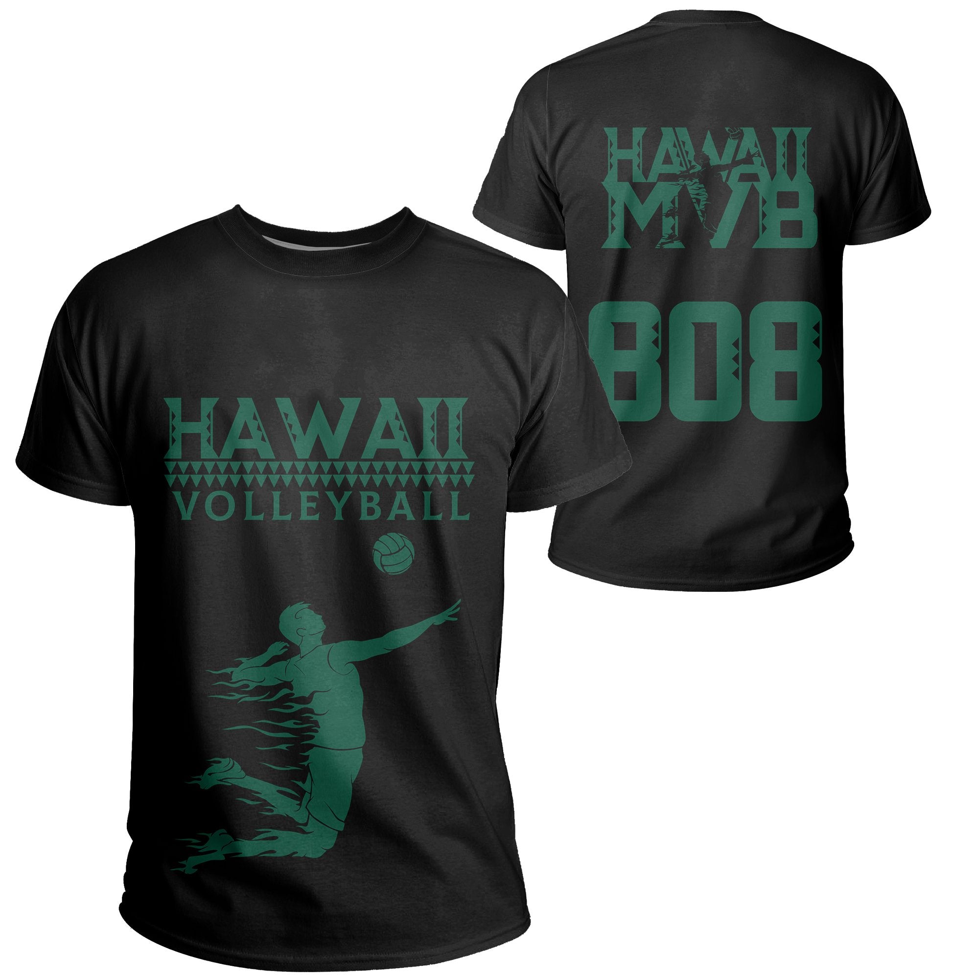 Volleyball Sport Hawaii Kakau T Shirt Black Unisex Black - Polynesian Pride