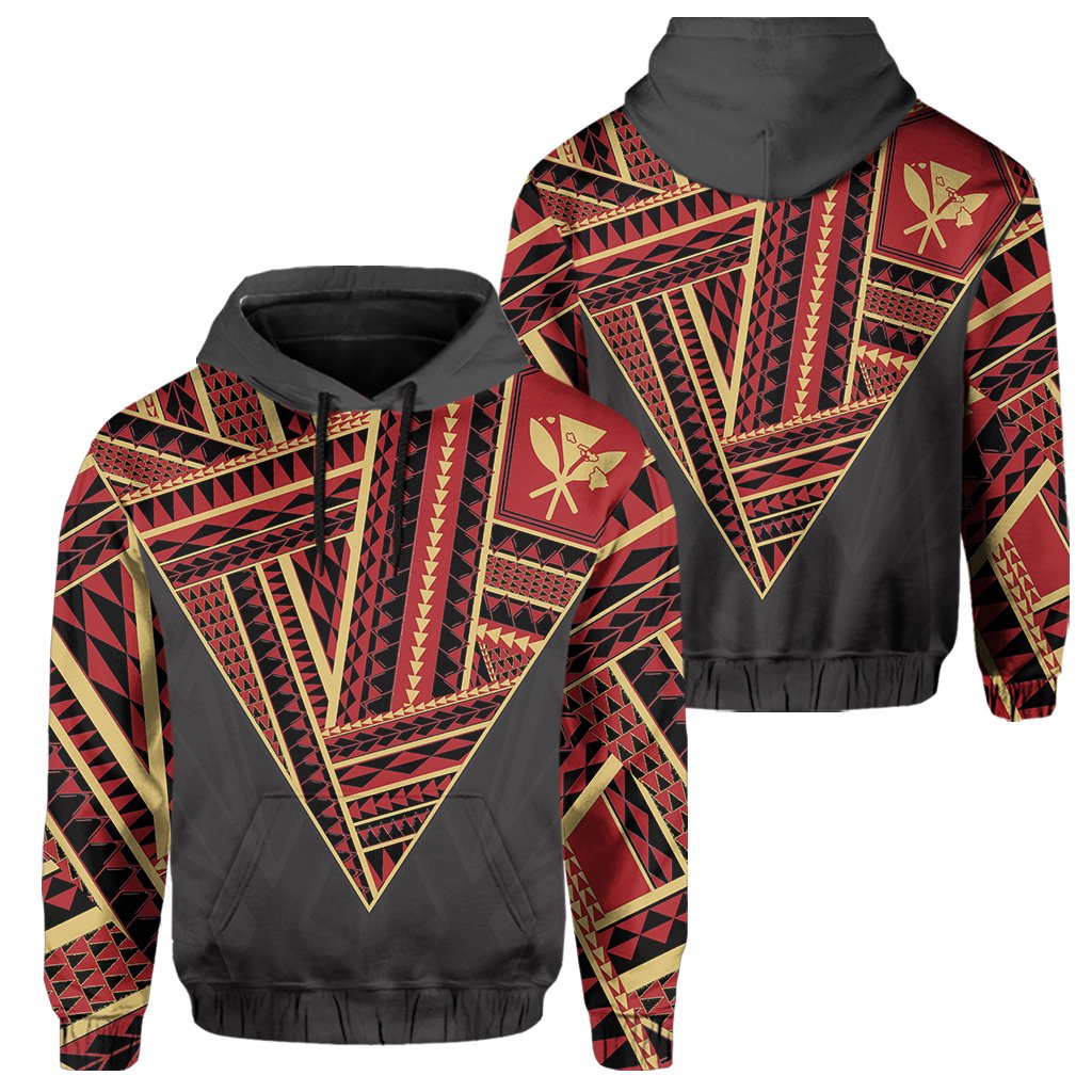 Hawaii Hoodie Football Jersey Style Gray and Red Unisex Gray - Polynesian Pride