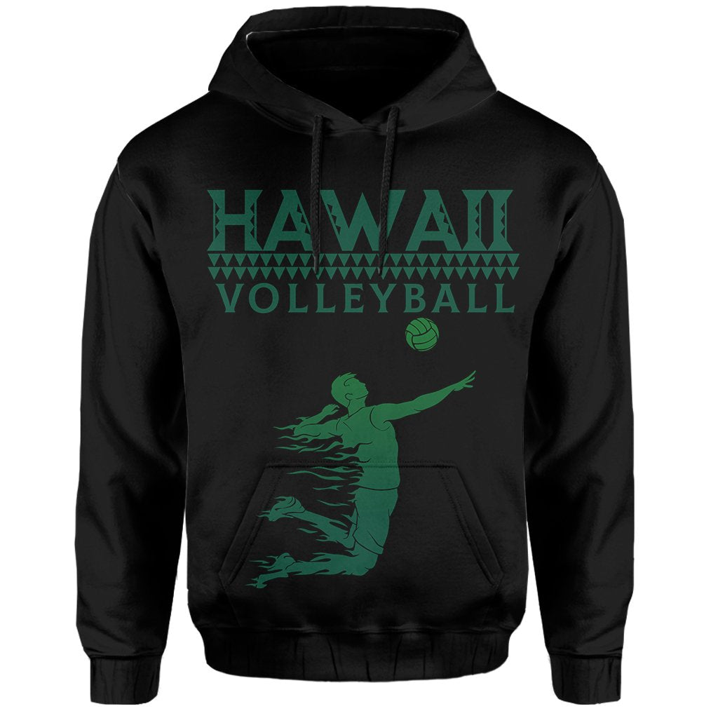 Volleyball Sport Kakau Hawaii Hoodie Black - Polynesian Pride