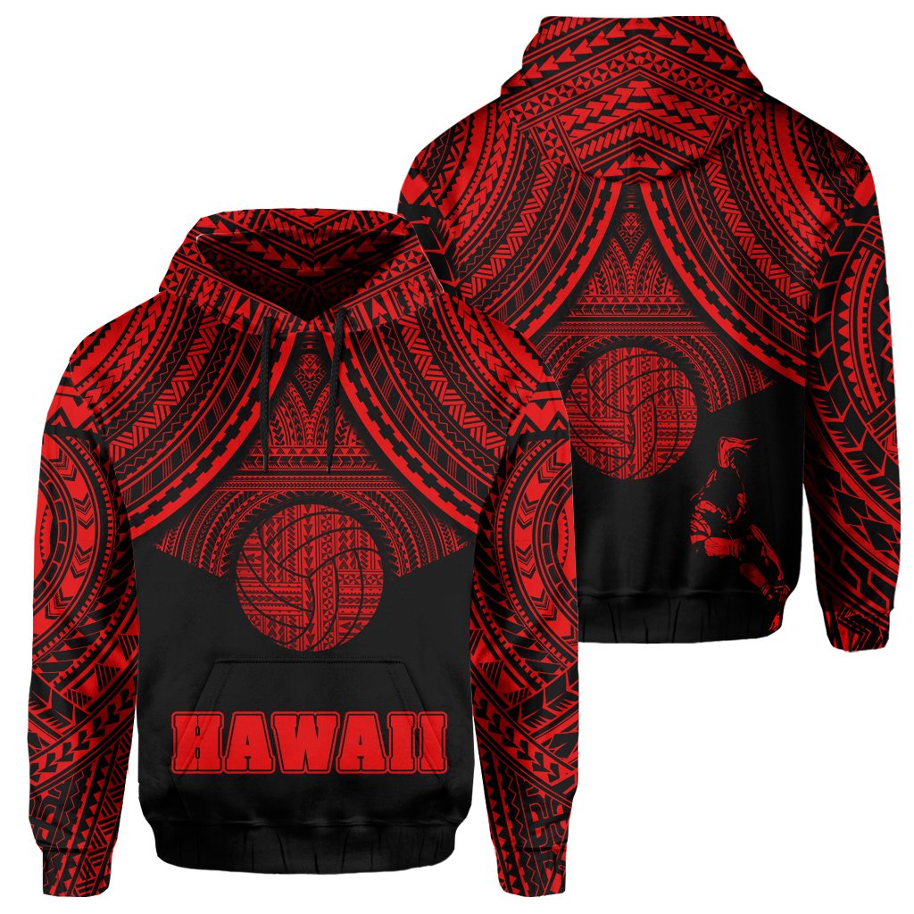 Polynesian Volleyball Hawaii Hoodie Red Unisex Red - Polynesian Pride