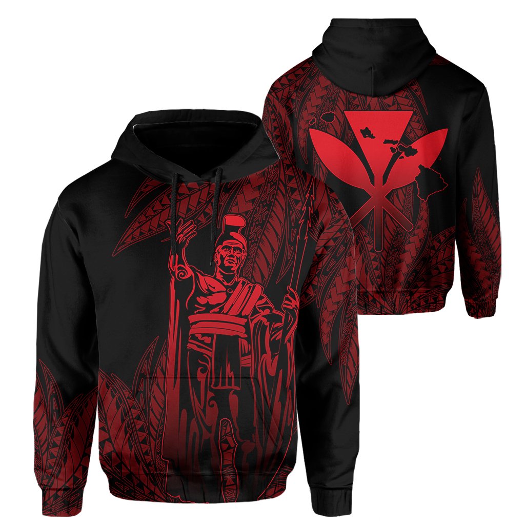 Hawaii King Polynesian Hoodie Durk Style Red Unisex Red - Polynesian Pride