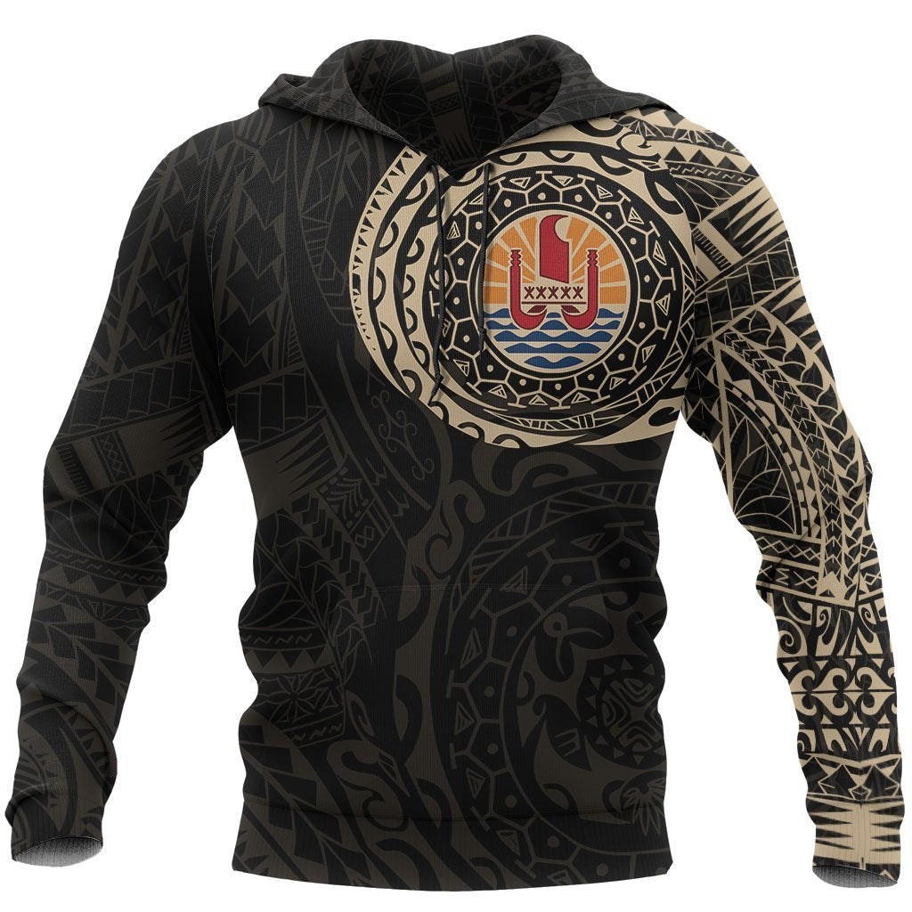 Tahiti Polynesian Hoodie Tahiti Flag Polynesian Tattoo Unisex Black - Polynesian Pride