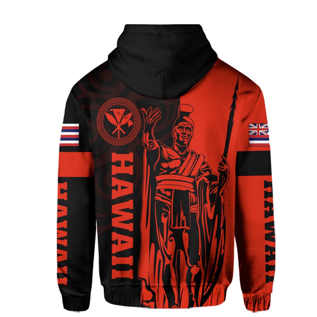 Hawaii King Polynesian Hoodie Lawla Style Red - Polynesian Pride