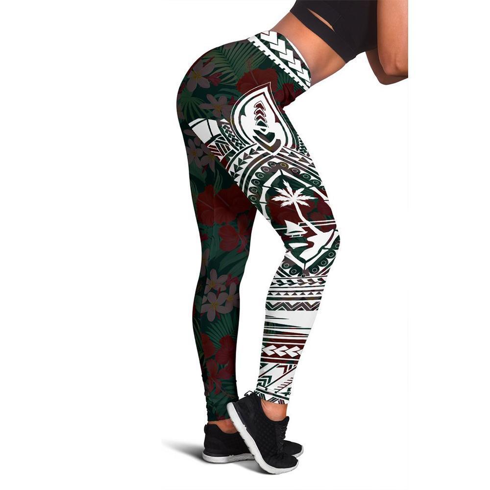 Guam Polynesian 1st Leggings (White) Black - Polynesian Pride