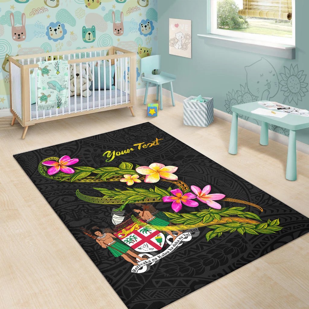 Fiji Polynesian Custom Personalised Area Rug - Plumeria Tribal - Polynesian Pride