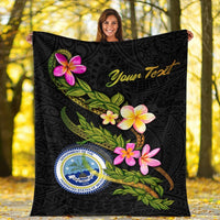 Federated States Of Micronesia Custom Personalised Blanket - Plumeria Tribal - Polynesian Pride