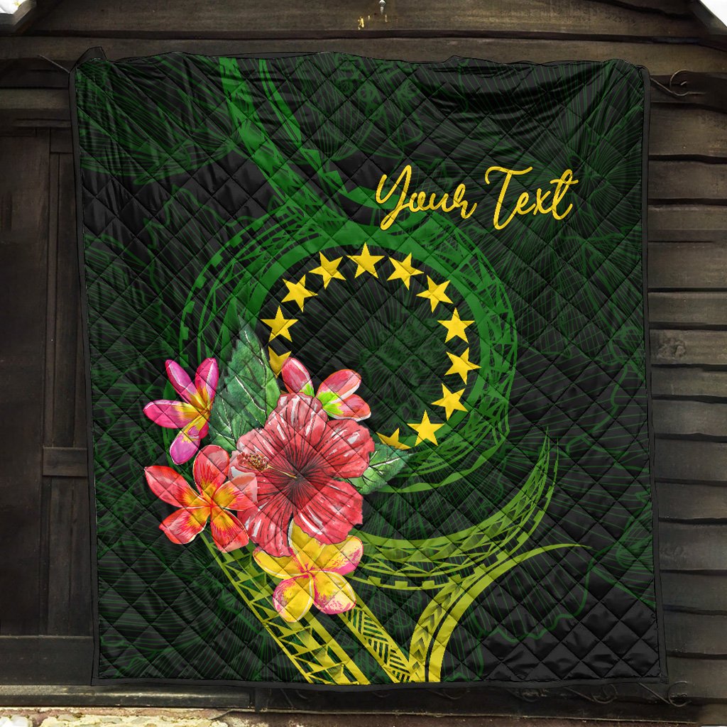 Cook Islands Polynesian Custom Personalised Quilt - Floral With Seal Flag Color - Polynesian Pride