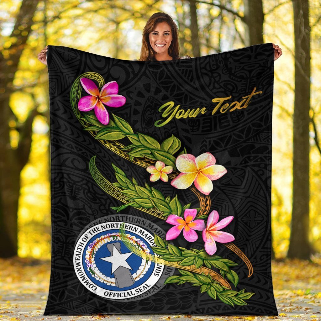 Northern Mariana Islands Polynesian Custom Personalised Blanket - Plumeria Tribal - Polynesian Pride