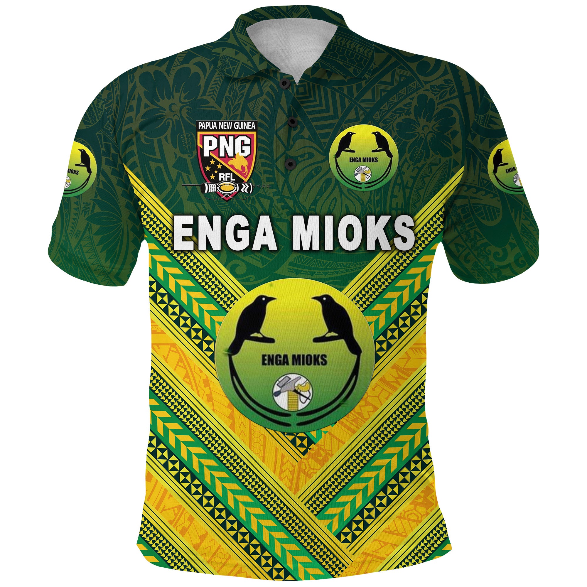 Papua New Guinea Enga Mioks Polo Shirt - Rugby Original Style Green LT8 - Polynesian Pride