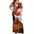 Custom Hawaiian Tribal Hammerhead Shark Tattoo Matching Hawaiian Shirt and Dress with Polynesian Hibiscus Orange LT6 - Polynesian Pride