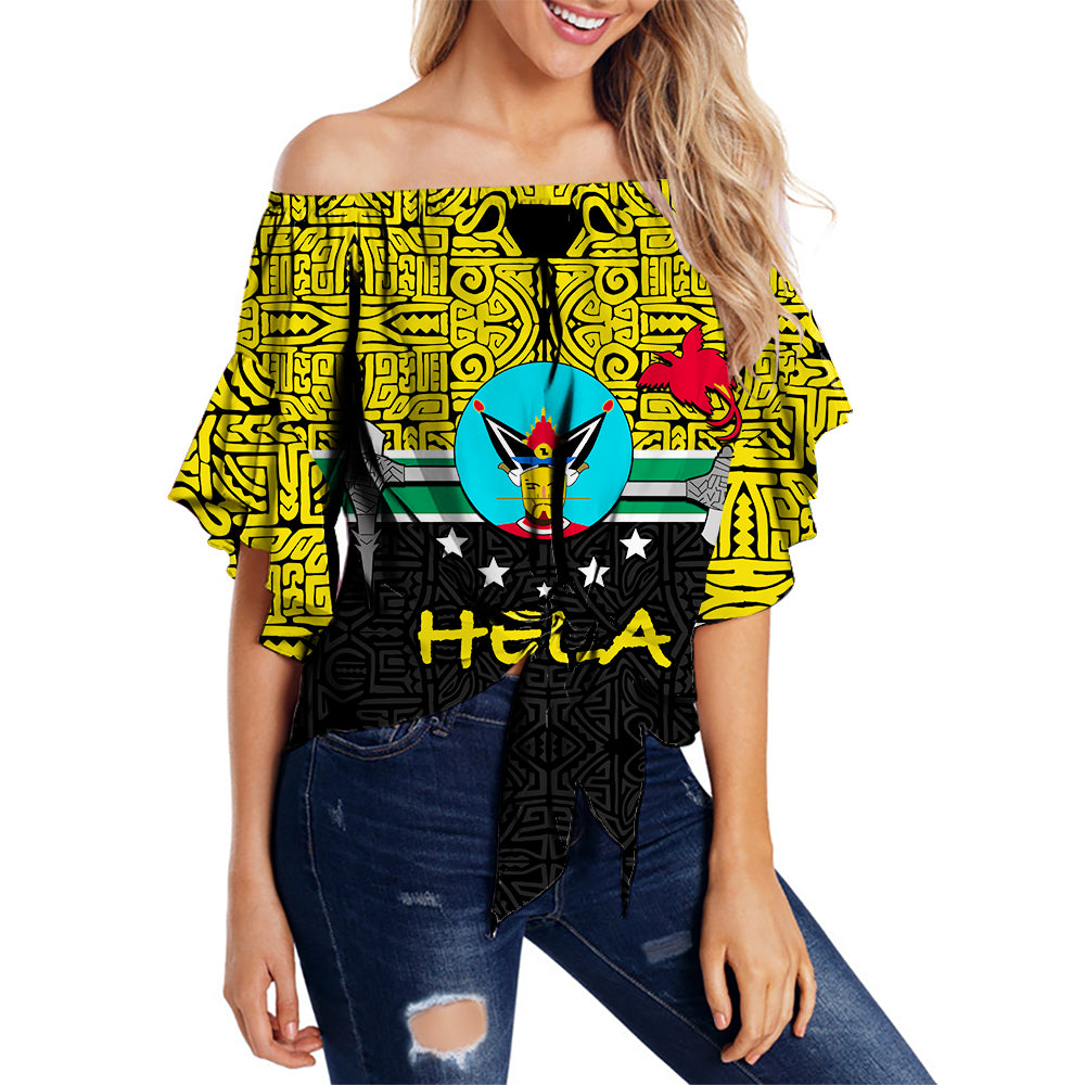 Hela Province Off Shoulder Waist Wrap Top Of Papua New Guinea LT6 Female Yellow - Polynesian Pride