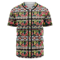 Hawaii Hibiscus Ethnic Mix Tropical Flower Baseball Jersey Black - Polynesian Pride