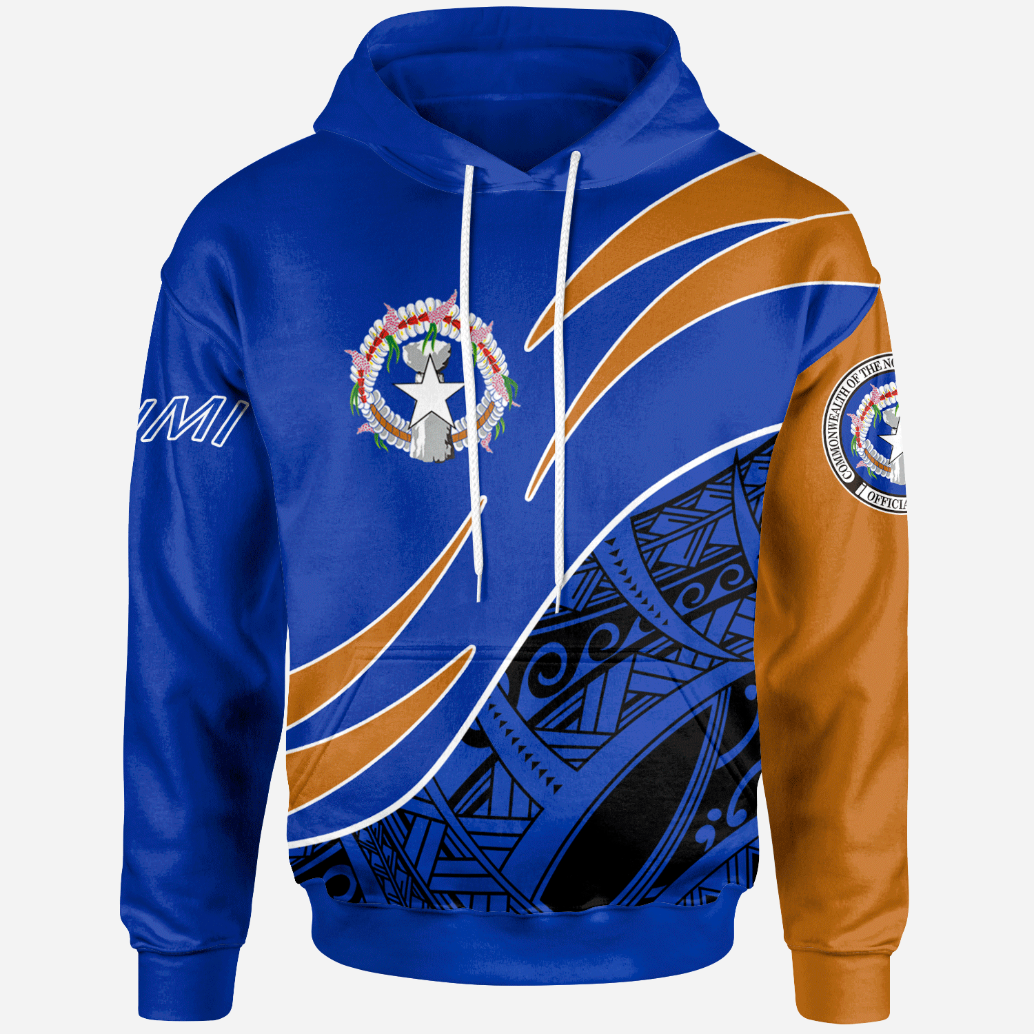 Northern Mariana Islands Hoodie Symmetrical Lines Unisex Blue - Polynesian Pride