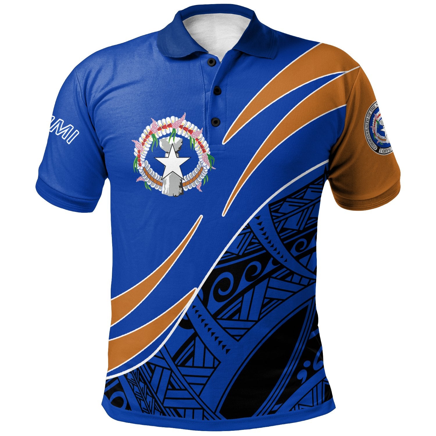 Northern Mariana Islands Polo Shirt Custom Symmetrical Lines Unisex Blue - Polynesian Pride