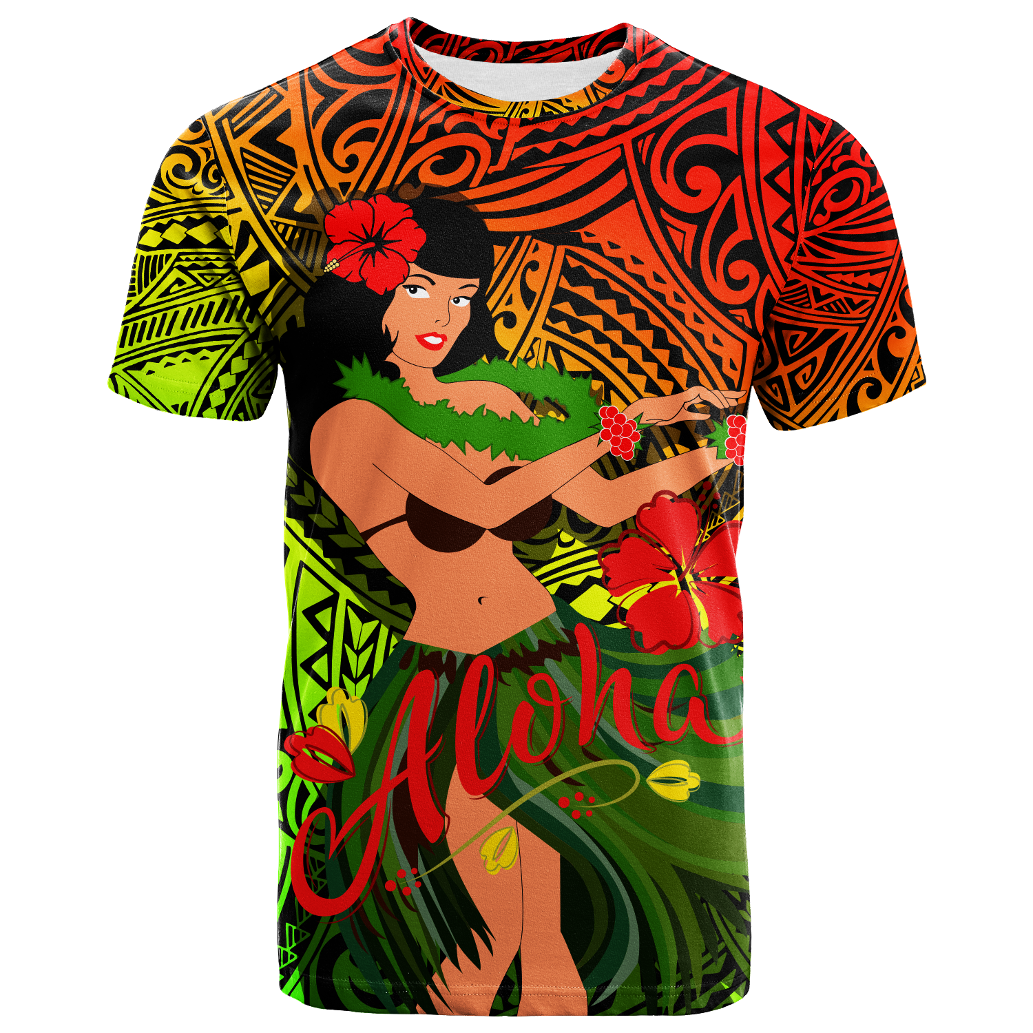 Hawaii Hula Girl Reggae T Shirt LT2 REGGAE - Polynesian Pride