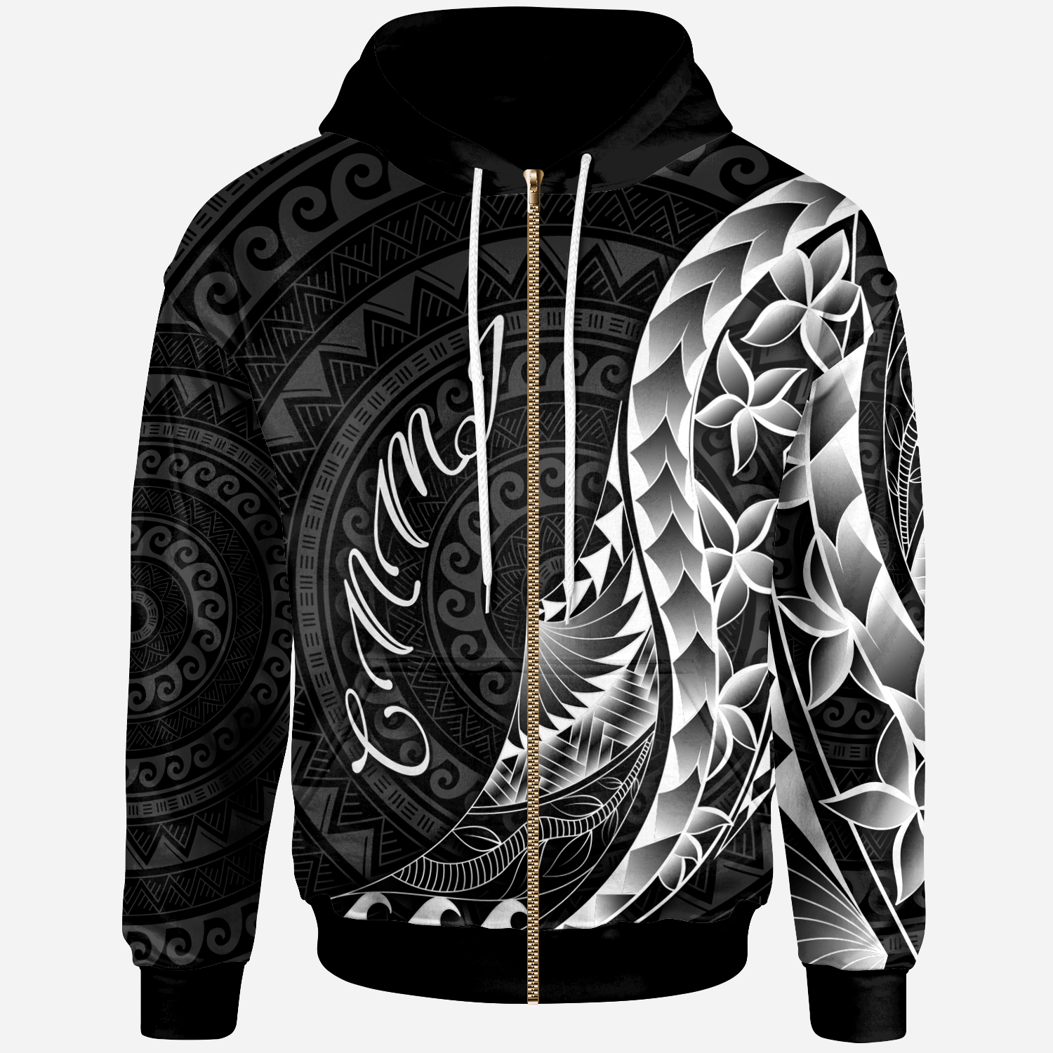 Northern Mariana Islands Zip Hoodie Polynesian Pattern Style Unisex Black - Polynesian Pride