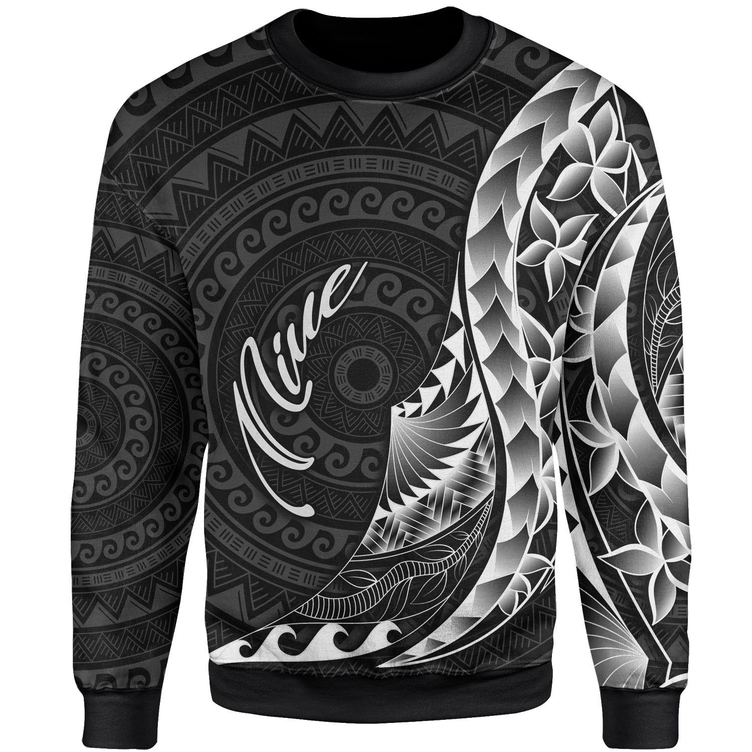 Niue Sweatshirt - Polynesian Pattern Style Unisex Black - Polynesian Pride