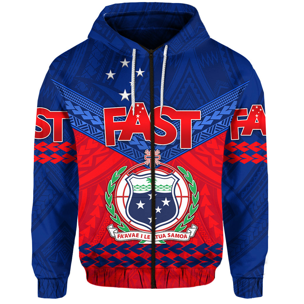 Samoa FAST Party Zip Hoodie Simple Style LT8 - Polynesian Pride