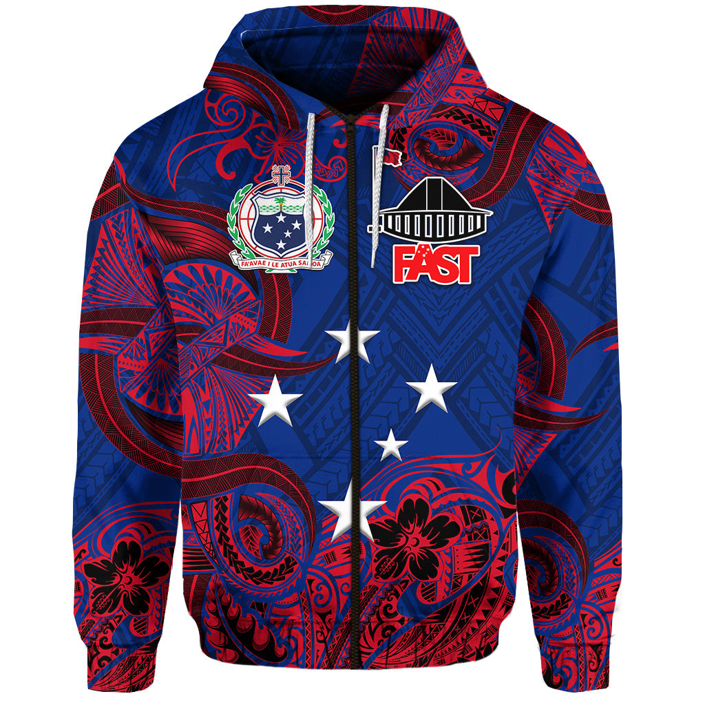 Samoa FAST Party Zip Hoodie Unique Style NO.1 LT8 - Polynesian Pride