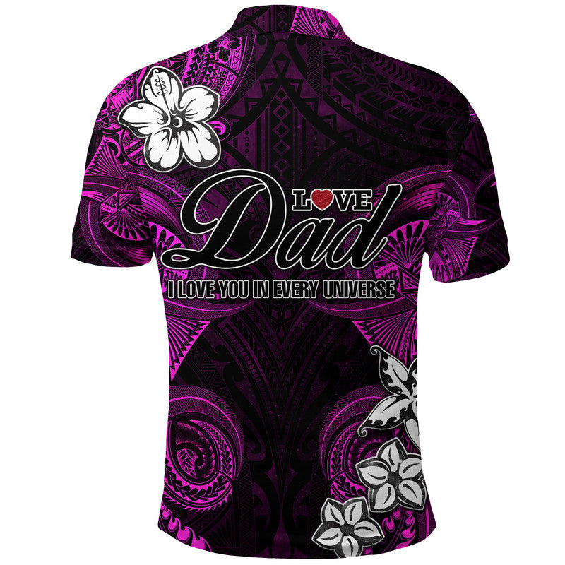 Custom Polynesian Fathers Day Polo Shirt I Love You In Every Universe Pink LT8 - Polynesian Pride