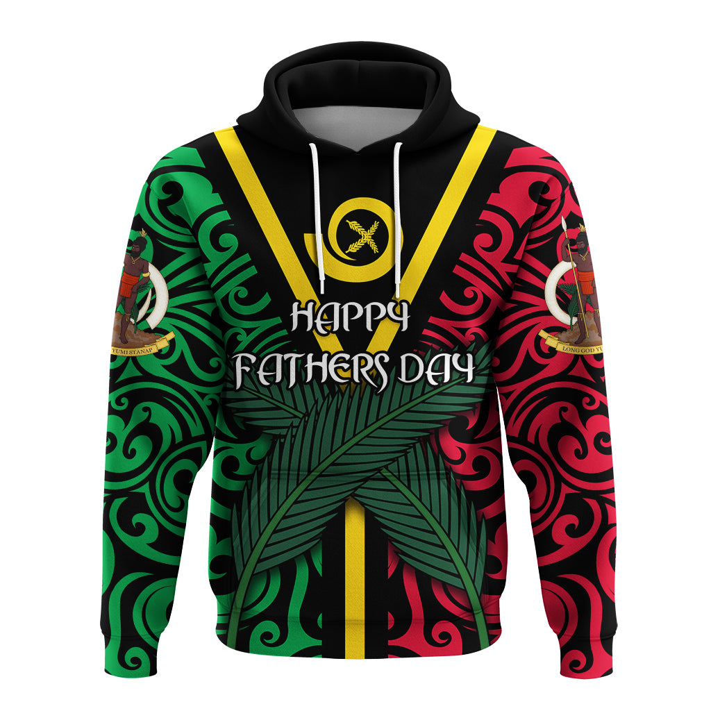 Happy Fathers Day Vanuatu Flag Hoodie Melanesian Warrior LT4 Unisex Black - Polynesian Pride