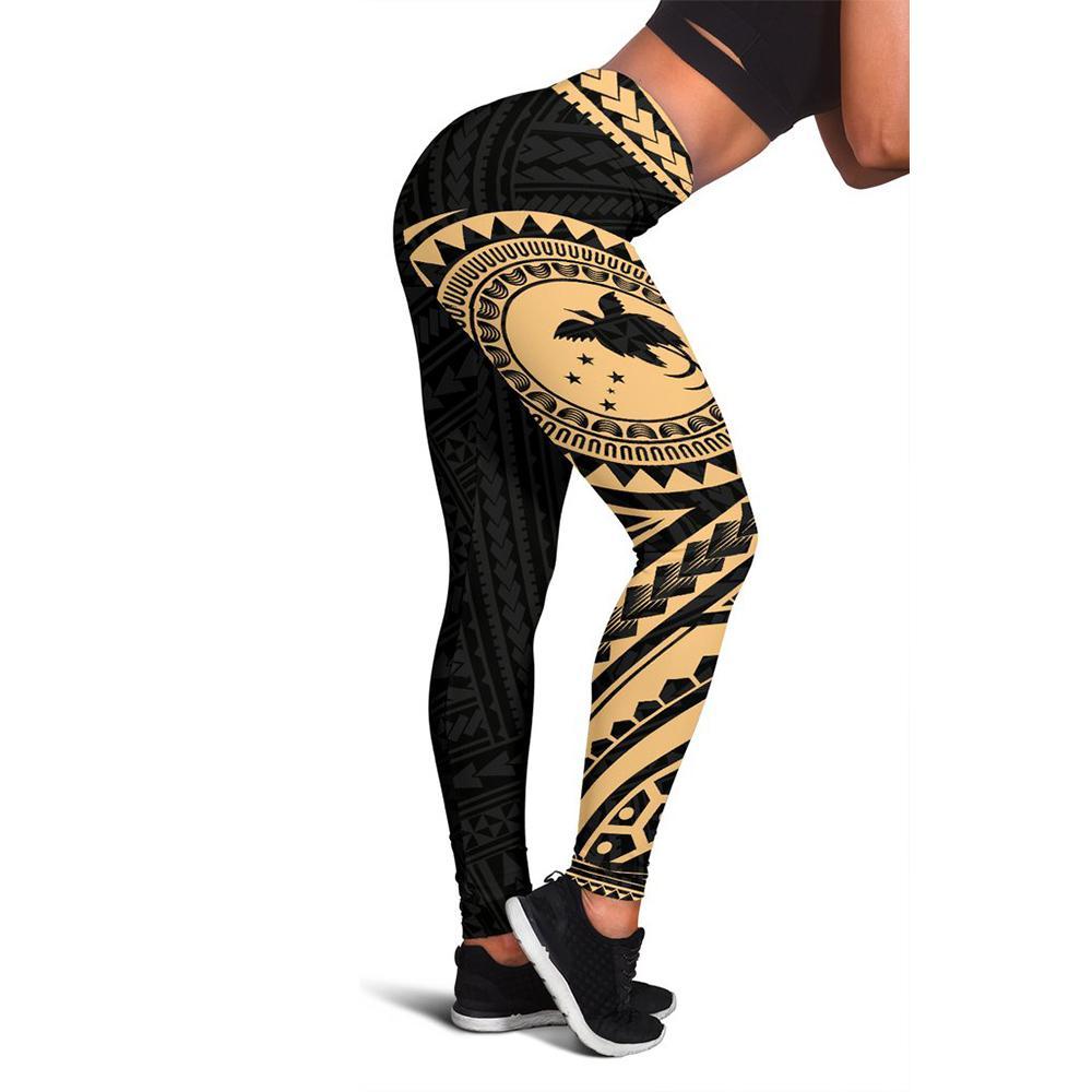 Papua New Guinea 2nd Leggings A6 Black - Polynesian Pride