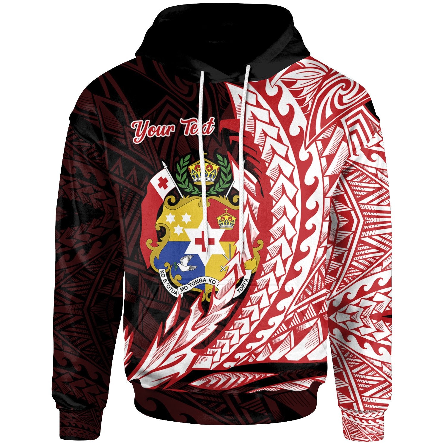 Tonga Hoodie Custom Wings Style Unisex Black - Polynesian Pride