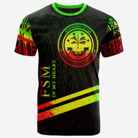Federated States of Micronesia T Shirt In My Heart Style Reggae Polynesian Patterns Unisex Black - Polynesian Pride