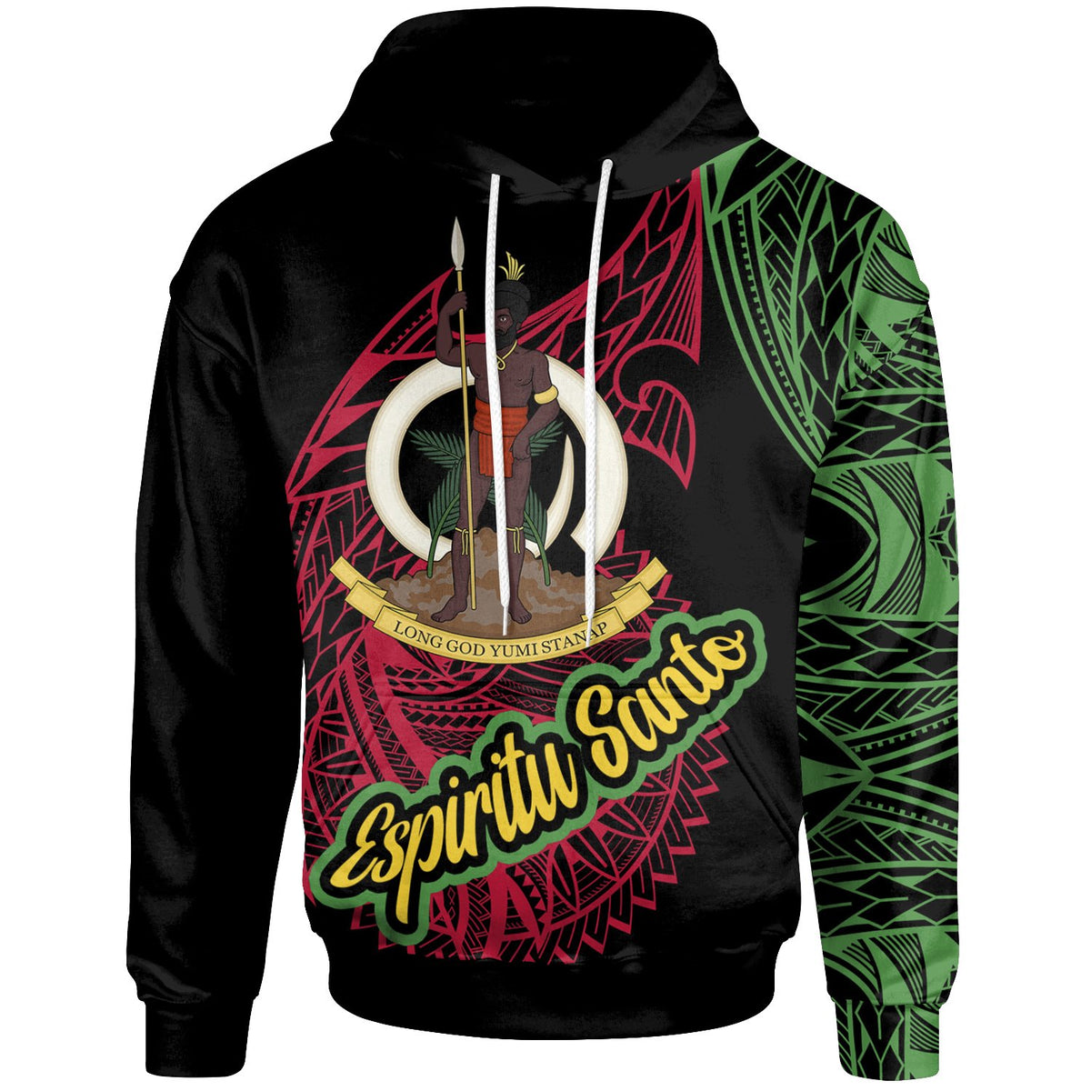 Vanuatu Hoodie Espiritu Santo Seal of Vanuatu Special Style Unisex Black - Polynesian Pride