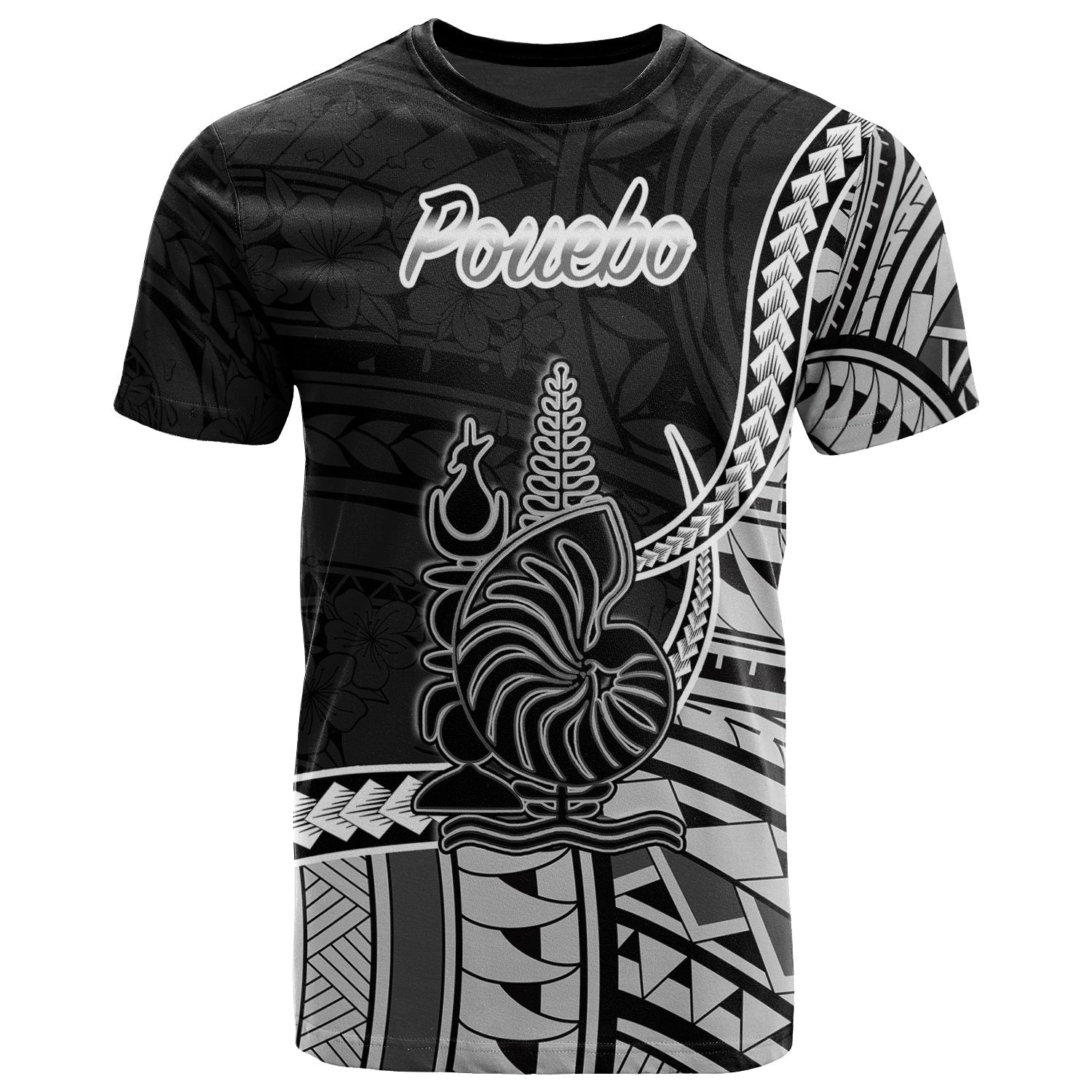 New Caledonia Islands T Shirt Pouebo Seal Of New Caledonia Islands Polynesian Patterns Unisex Black - Polynesian Pride