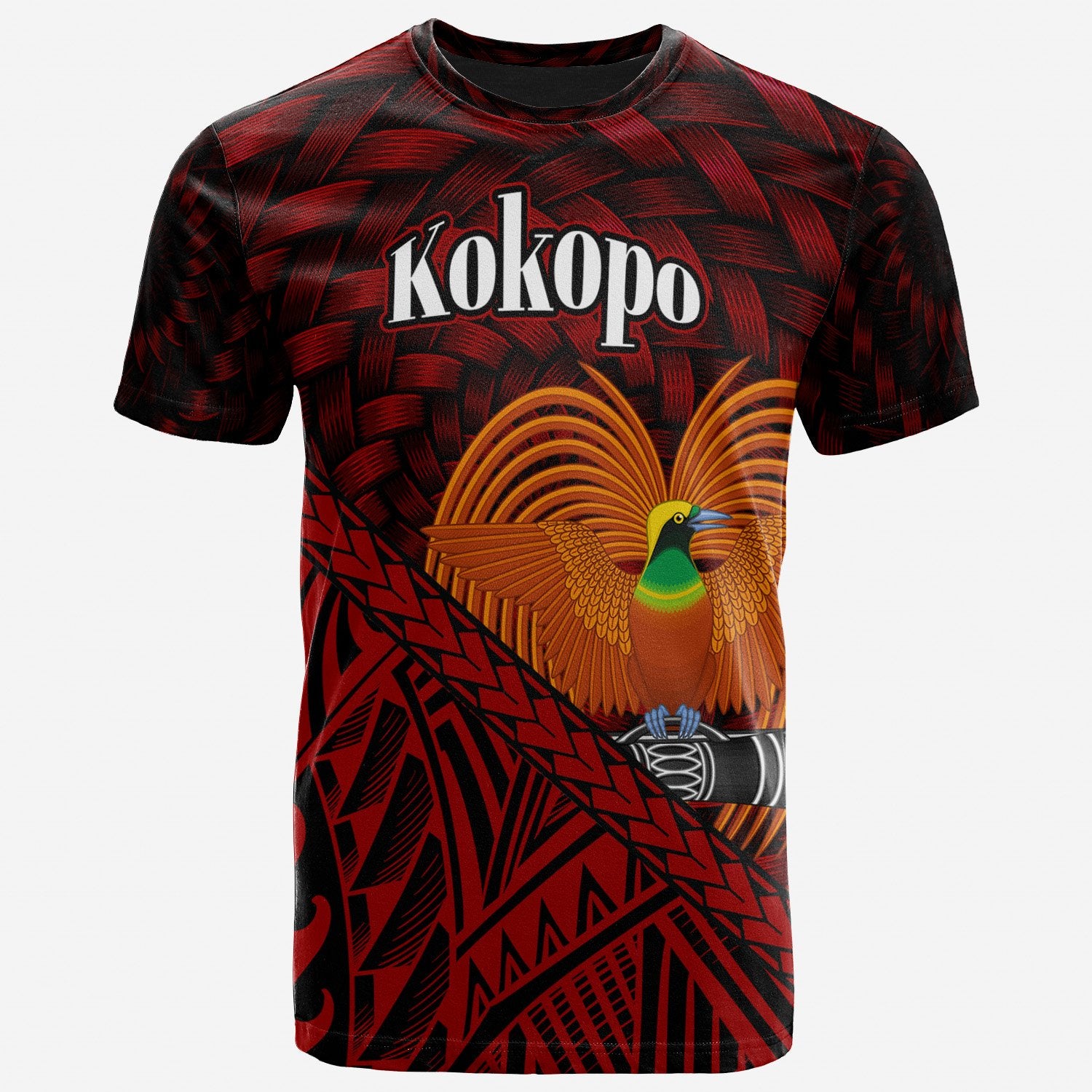 Papua New Guinea T Shirt Kokopo Polynesian Patterns With Bamboo Unisex Red - Polynesian Pride