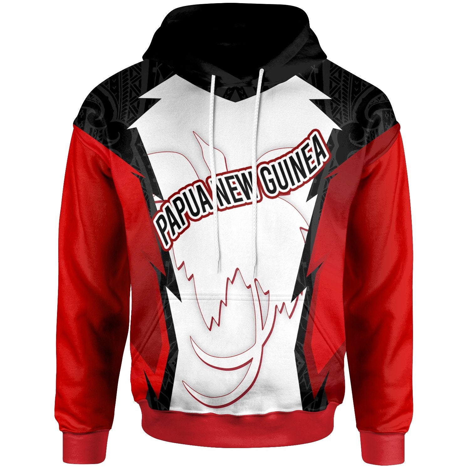 Papua New Guinea Hoodie PNG Coat ofrms Unisex Red Black - Polynesian Pride